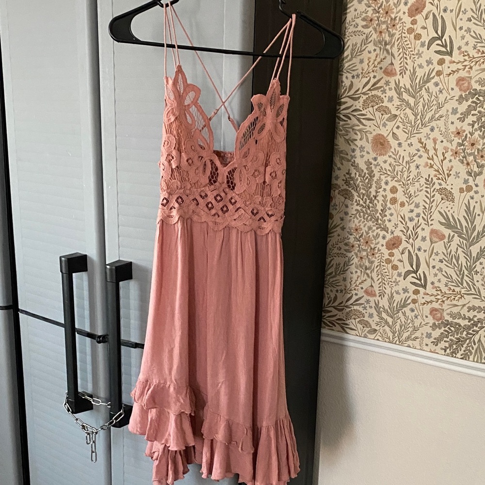 Pink Lace Summer Dress - Free People